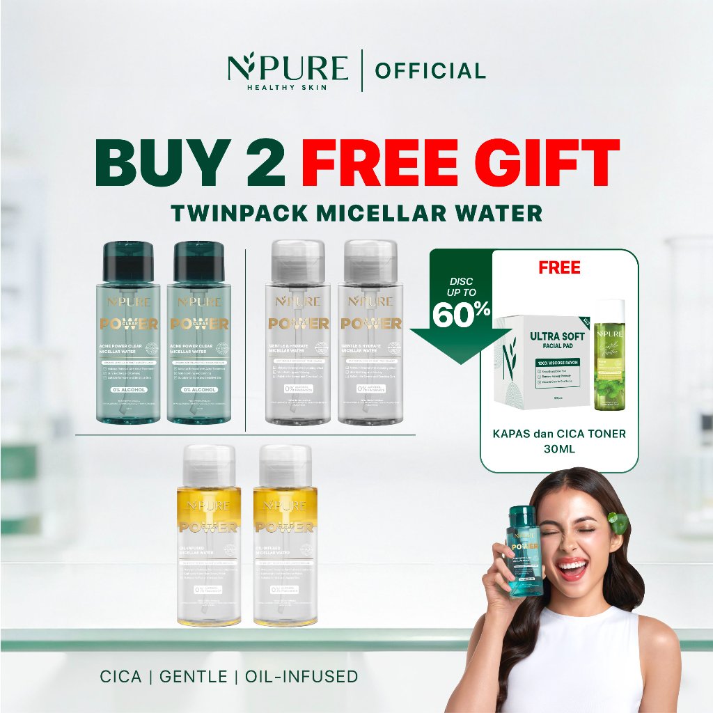 [BUY 2 GET 4] 2 Pcs NPURE Power Micellar Water Series 300ml - Pembersih Wajah / Pembersih Make Up / 