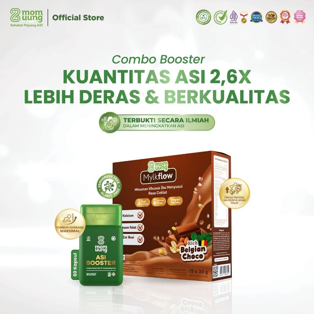 Mom Uung ASI Booster + Susu Mylkflow 15 Sachet - Pelancar ASI Halal BPOM