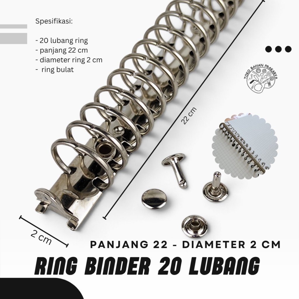 Ring Mekanik A5 20 Lubang Panjang 22cm Diameter 2 cm/ Ring Mekanik Buku Agenda Loose Leaf/ Ring Bind