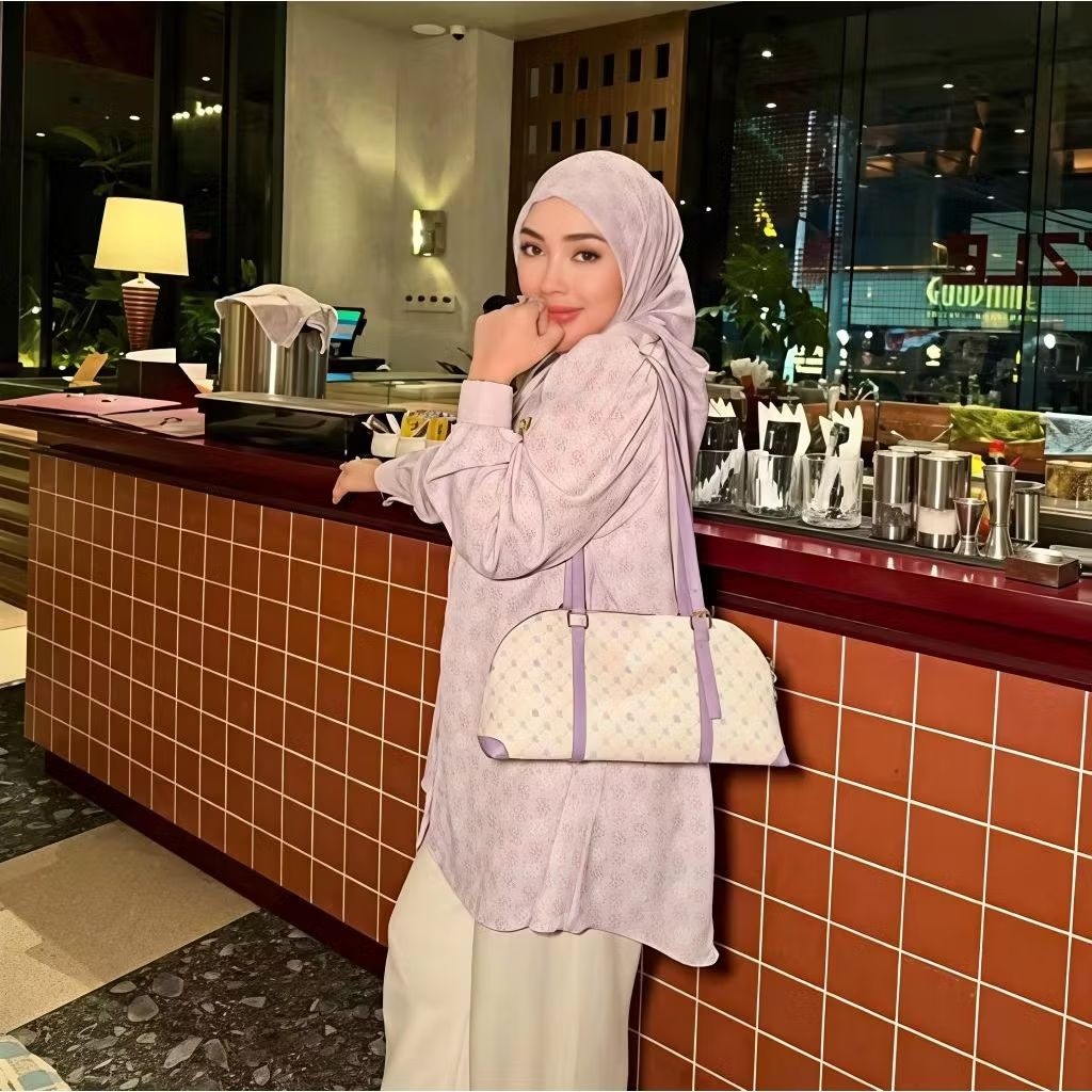 Blundling SHELLA SAUKIA set Tunik hijab Tas Lilac