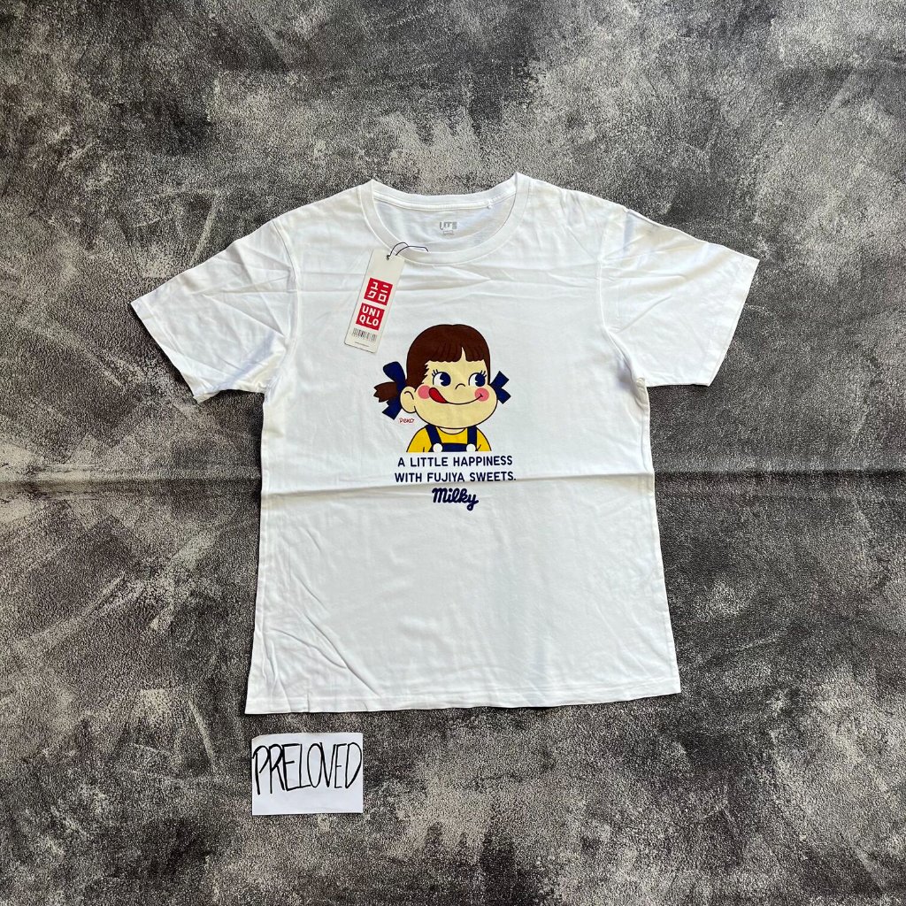 Tshirt Uniqlo UT x Peko Milky Kaos Putih ukuran L
