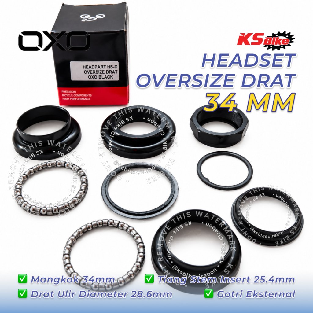 Headset Sepeda OXO HS-D Oversize Drat 44 x 28.6 Cup 34mm Fork Ulir OS Kom Garpu Pelor BMX MTB Federa