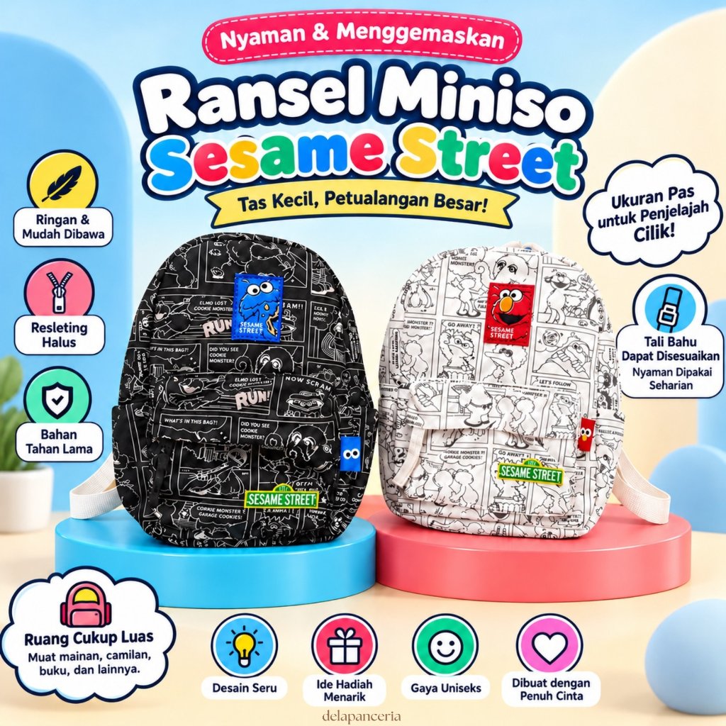 RANSEL MINISO SESAME STREET | TAS RANSEL MINI ANAK MINISO