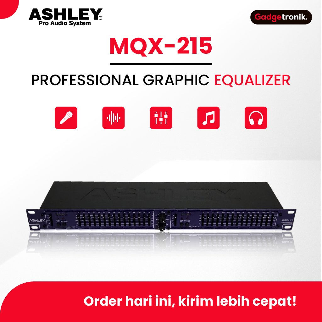 ASHLEY EQUALIZER MQX-215 2X15 BAND / EQUALIZER ASHLY MQX 215 2 X 15 BAND / EKUALIZER ASLEY MQX215 2X