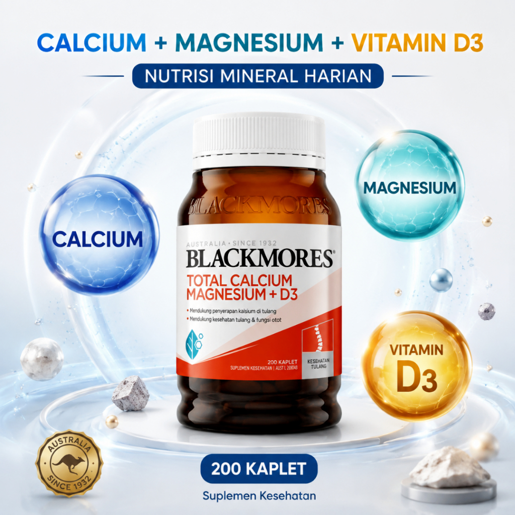 Blackmores Calcium Magnesium + D3 200 Tablets Kalsium Magnesium Vitamin D3 Suplemen Kesehatan Harian