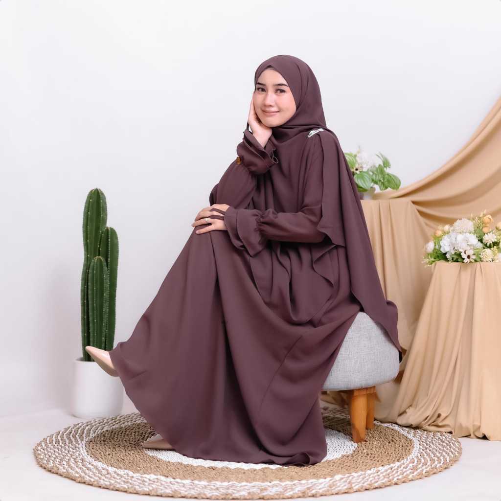 abaya MELIA gamis malaysia set Fasmina hiban free cadar bahan sabrina anti UV gamis terbaru 2026 umr