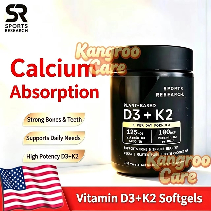 <Impor dari Amerika Serikat>Sports Research K2 D3 5000 iu SR Vitamin D3 K2 100 mcg 160 Softgels
