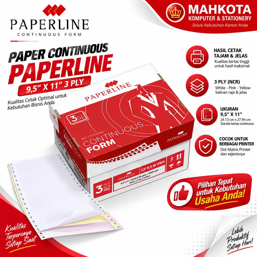 Continuous Form 3 Ply Paperline CF K3 W PRS
