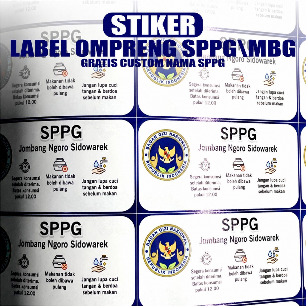 STIKER LABEL OMPRENG SPPG MBG Stiker Label Ompreng SPPG MBG Gratis Nama SPPG