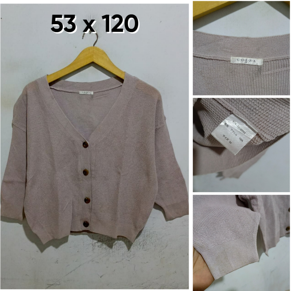 Cardigan Colza Coklat V Neck Size M Wanita Knit G208