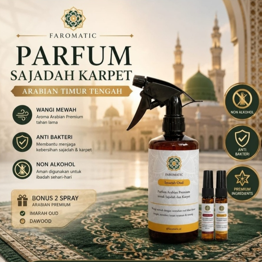 Parfum pewangi Sajadah Karpet, mukena Aroma Arabian Kopi (Fajr Qohwa) Awet Tahan Lama