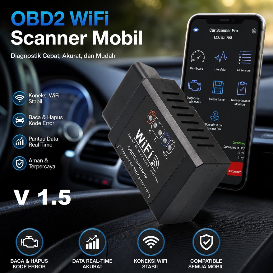 Car Diagnostic OBD2 V1.5 - ELM327 - Wifi Bluetooth Scanner Mobil Motor Kendaraan Injeksi Otomotif