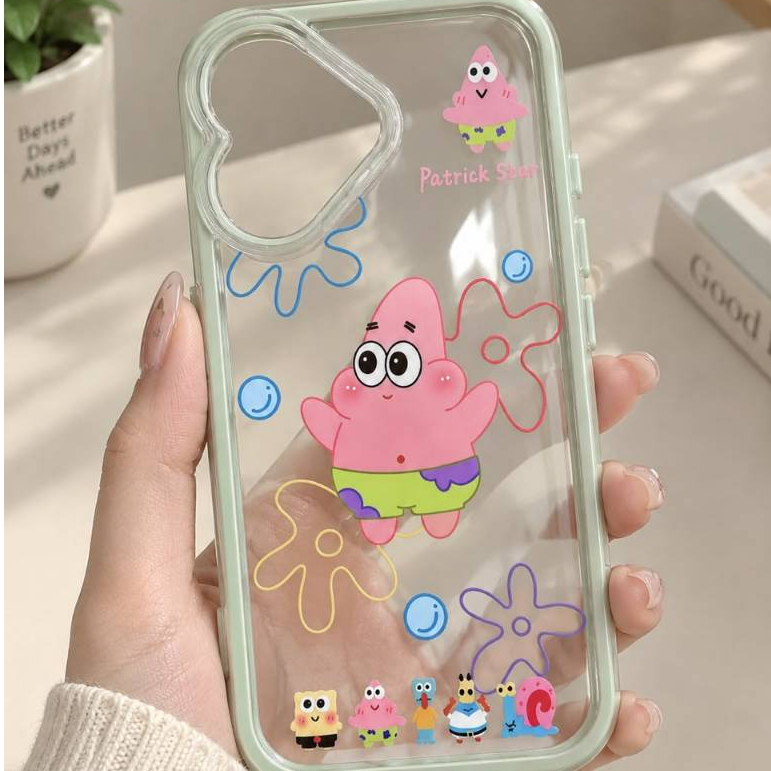 Case Softcase Iphone 17 Basic Patrick Spongebob Sage Hijau Transparant