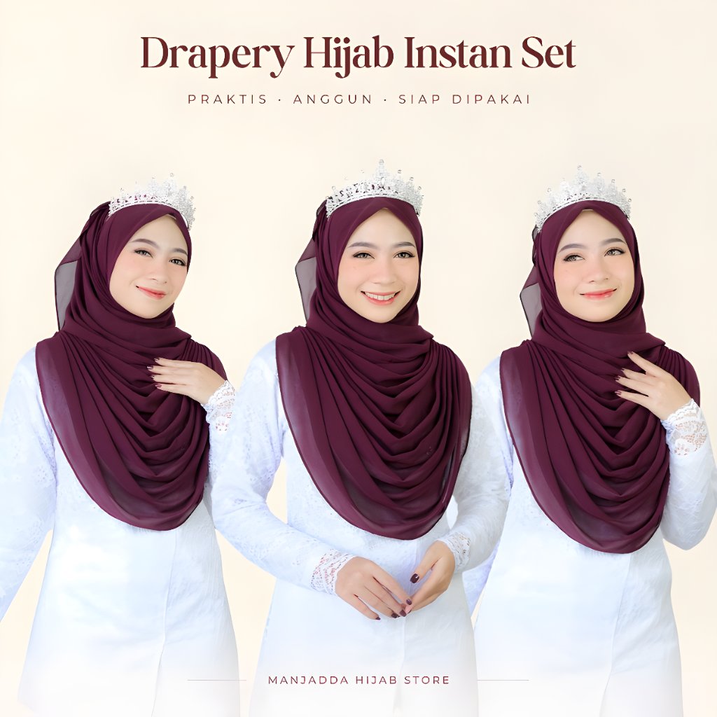 Drapery Instan Hijab Set-Terpisah / Hijab Drapery Wedding & Non Wedding