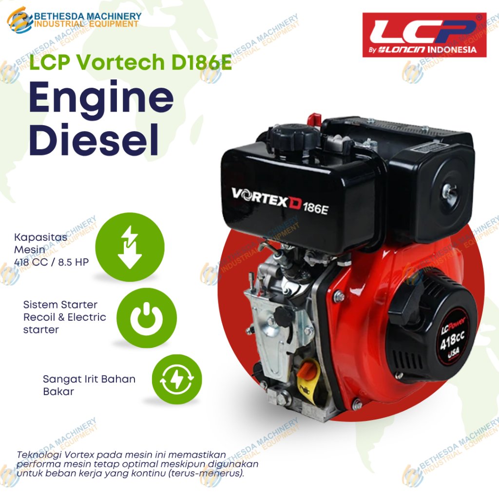 Vortex Mesin penggerak 9.5 HP 12 PK - Diesel engine Vortex D 186 E D 192 E Electric starter