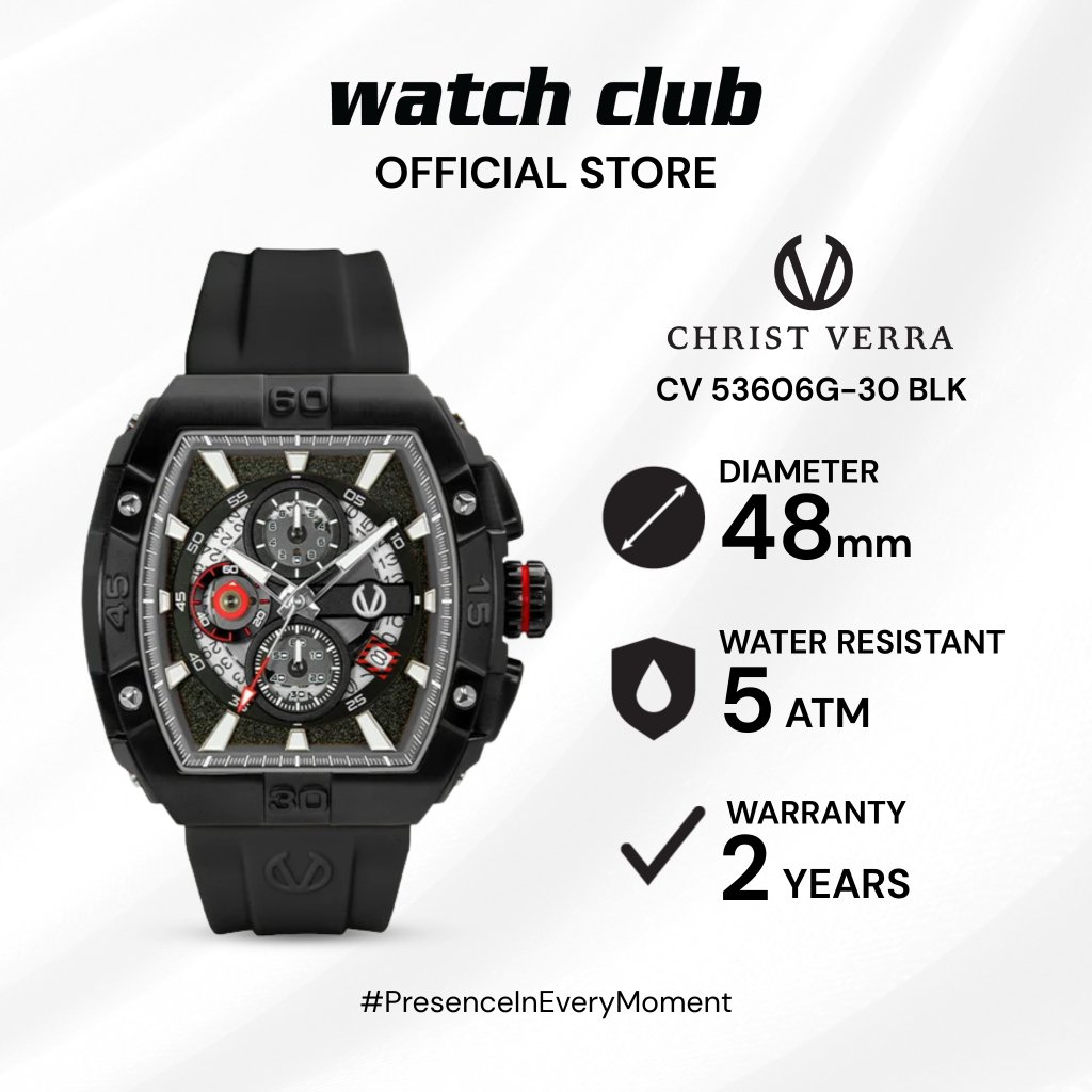 Christ Verra - Jam Tangan Pria Tali Rubber Christ Verra Casual CV 53606G-30 BLK