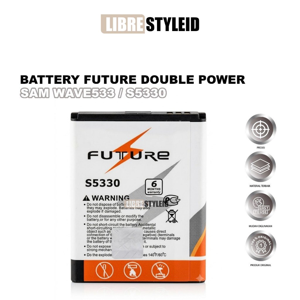 BATTERY FUTURE DOUBLE POWER SAMSUNG WAVE 533 / S5330 ORIGINAL - BATERAI PENGGANTI BERKAPASITAS TINGG