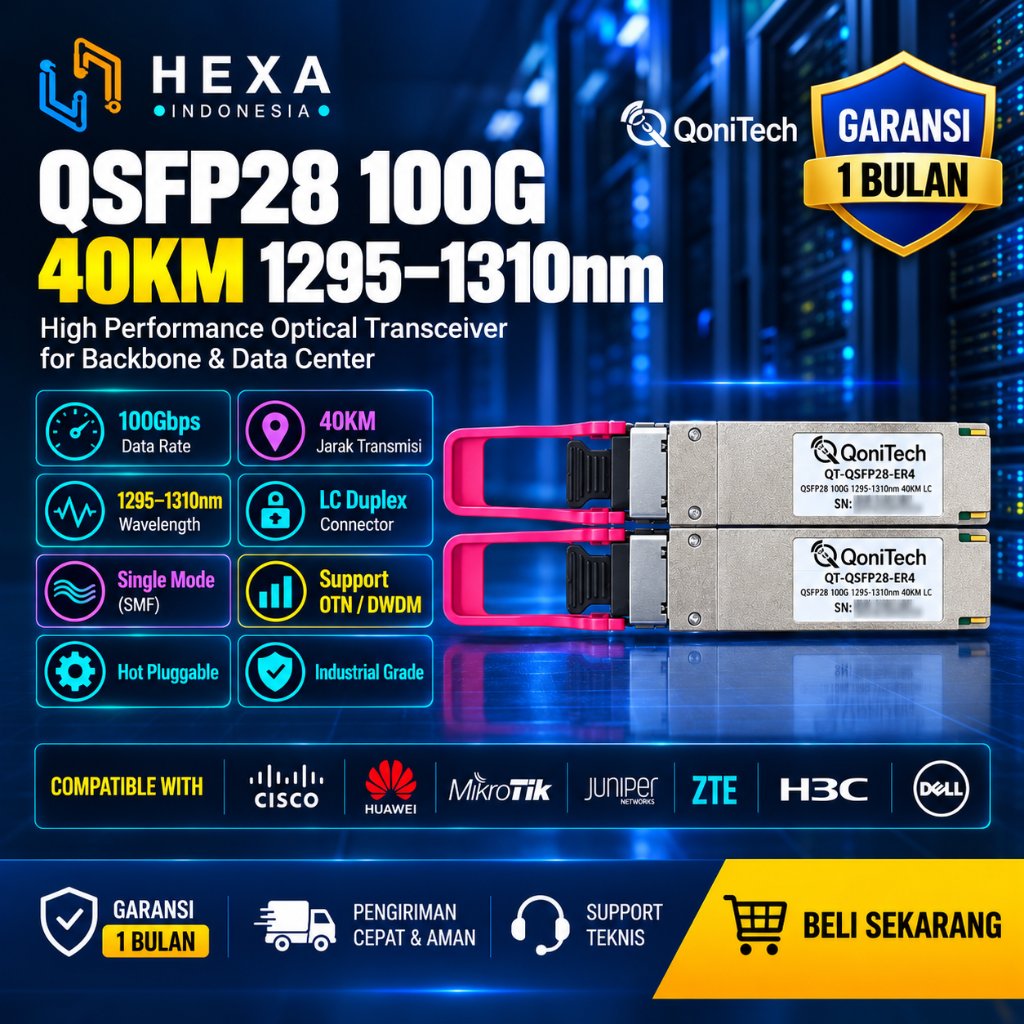 Transceiver QSFP28 100G 40KM 1295-1310nm LC Duplex Single Mode QoniTech QT-QSFP28-ER4