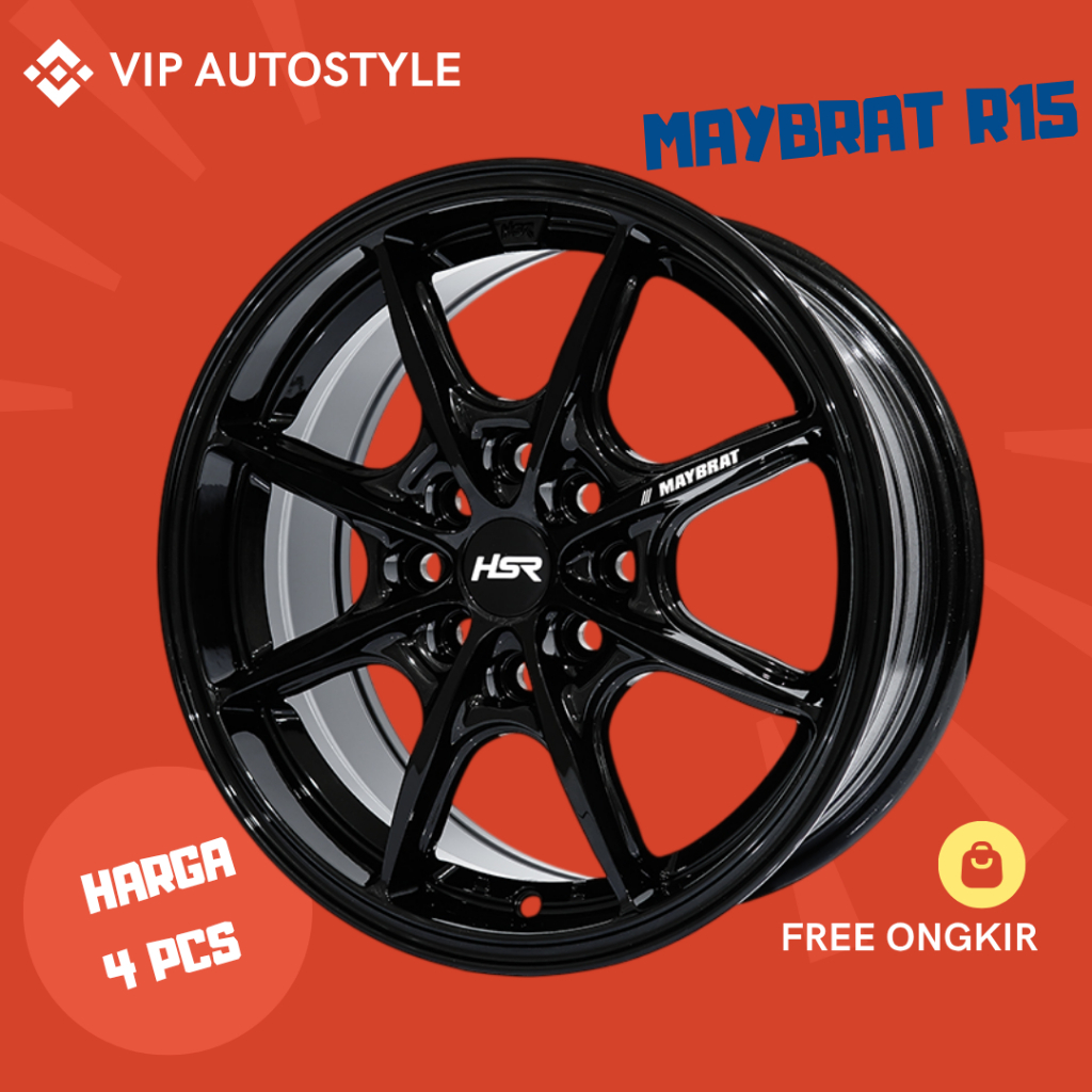 VELG MOBIL RING 15 BINGO EV, YARIS, AYLA, CALYA, CITY RING 15 HSR MAYBRAT BLACK