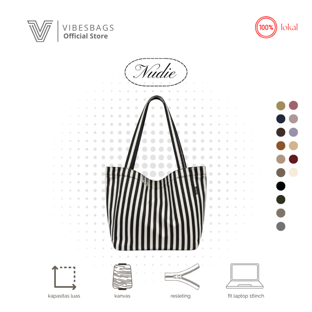 [VIBESBAGS] Nudie Tote Bag Wanita Unisex Aesthetic Muat Laptop 16 Inch American Drill Canvas Resleti