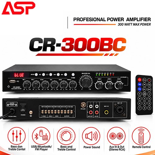 Ampli CRIMSON Power Amplifier Ampli Speaker Travo Ceiling 300 Watt CRIMSON CR-300BC