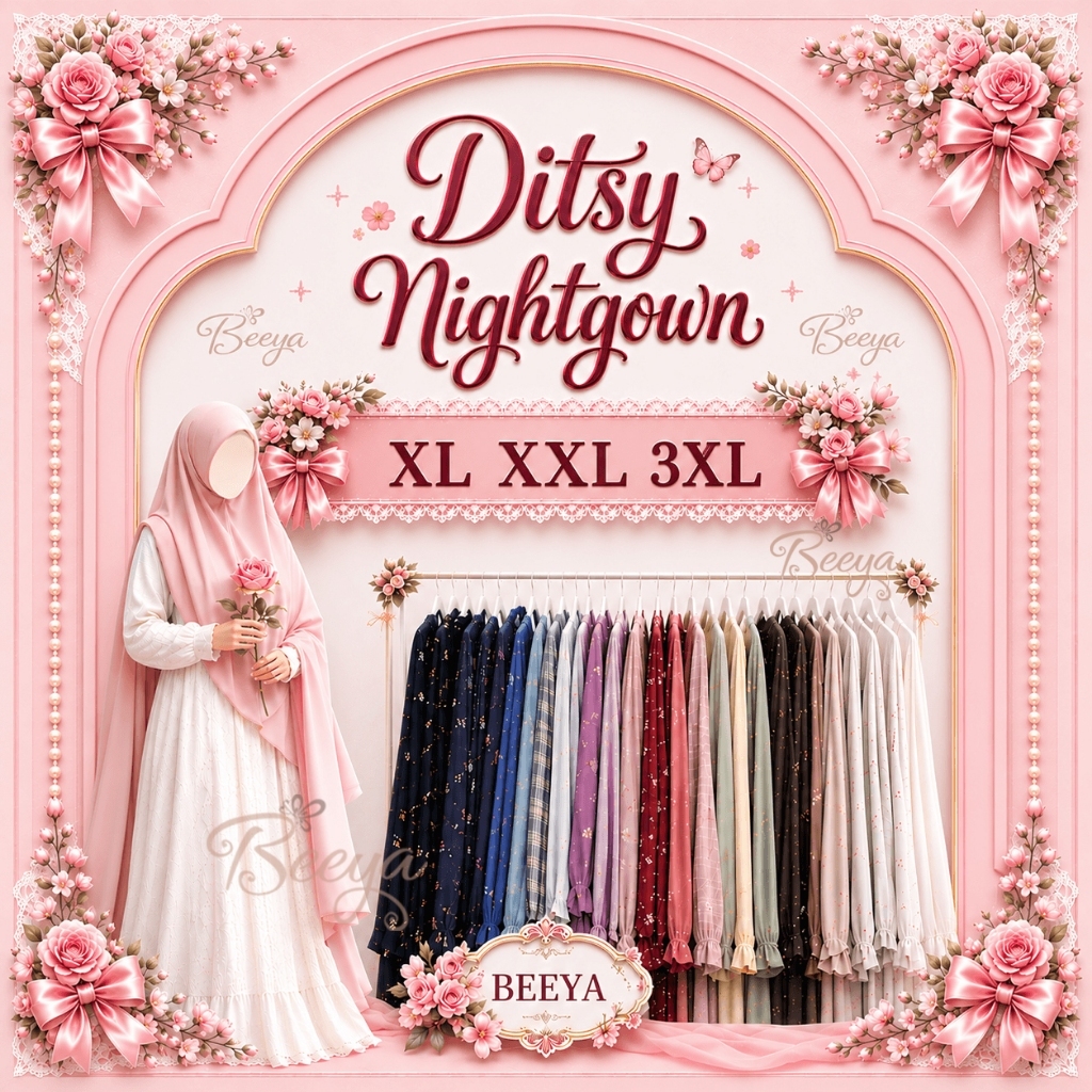 4. Ditsy September Gamis muslimah - XL & XXL 3XL