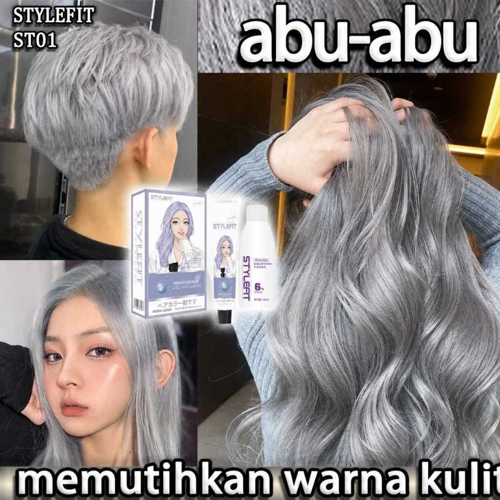 [11 pilihan warna] STYLE FIT cat rambut Abu-abu Platinum * 200ml Tanpa bleach, membuat kulit tampak 
