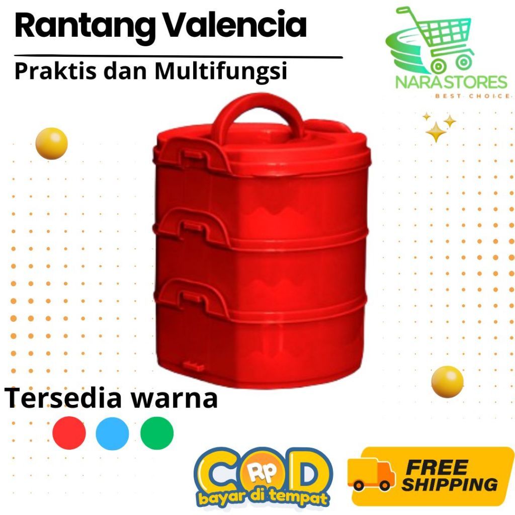 KIMPLAST RANTANG VALENCIA Susun 3/ Rantang susun 3 plastik / Rantang susun 3 / rantang susun Hajatan