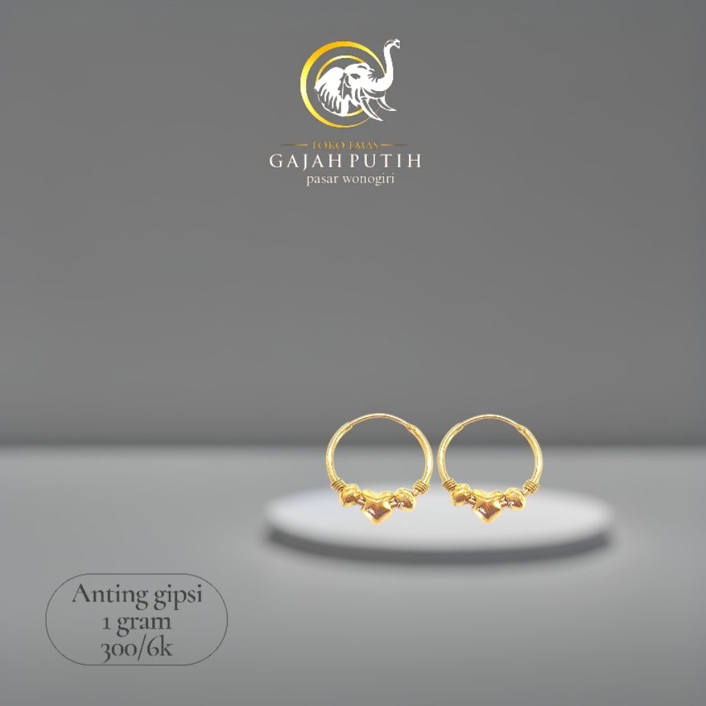 Anting emas gipsi 1 gram