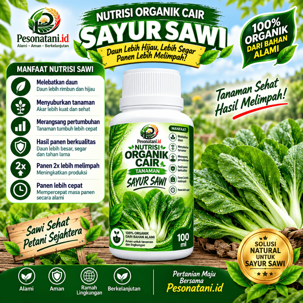 NUTRISI ORGANIK CAIR SAYUR SAWI 100ML (PESONA TANI) - Pupuk Organik Cair (POC)Tanaman Sayur Sawi Boo