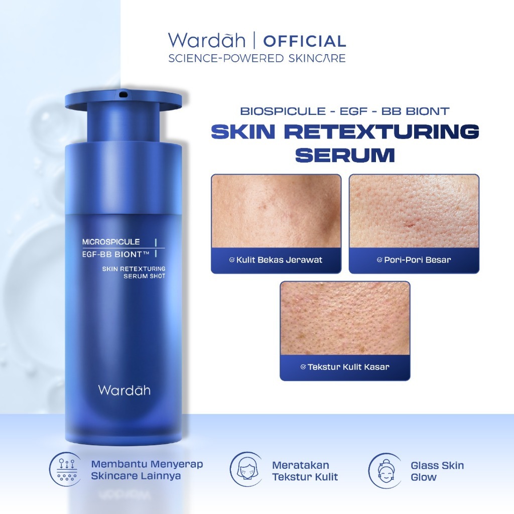Wardah Microneedle Serum Skin Retexturing Serum Shot 30ml - Microspicule, Memperbaiki Tekstur Kulit,