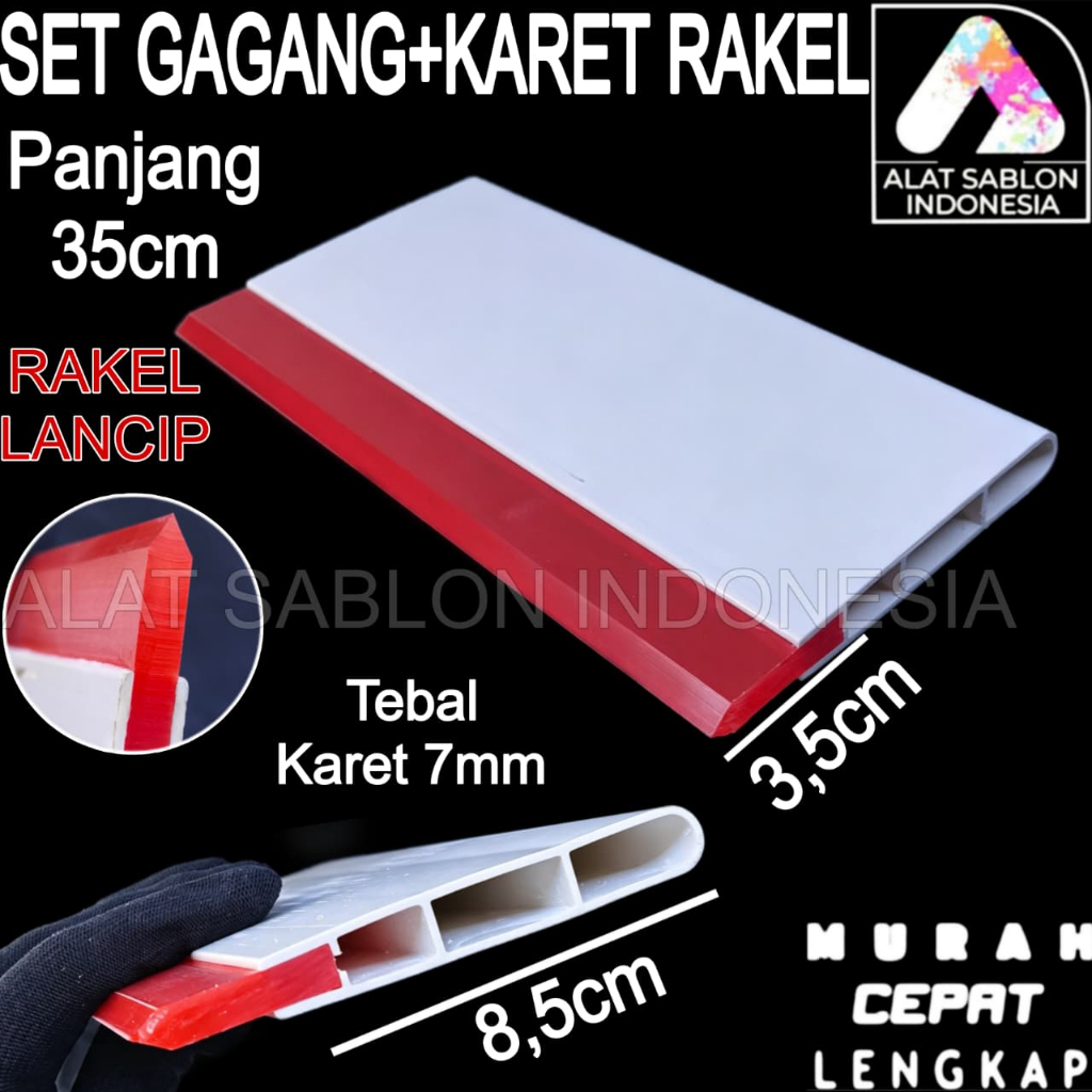 SET RAKEL SABLON GAGANG PLASTIK TEBAL KARET 7MMX35MM P. 35CM