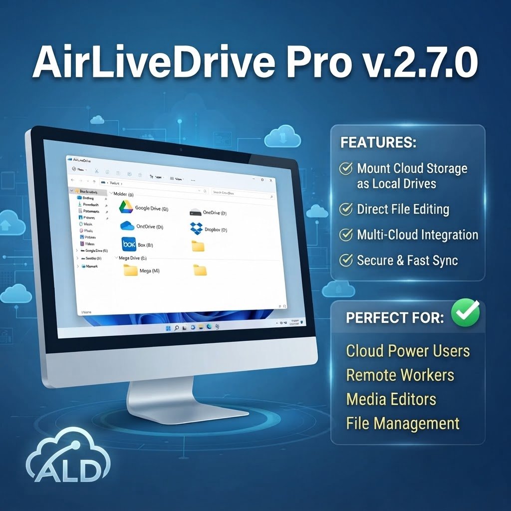AirLiveDrive Pro v.2.7.0 - Mount Cloud Storage Menjadi Local Drive di PC (Google Drive, OneDrive, Dr