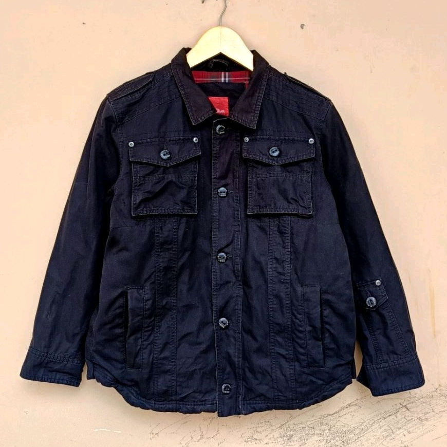 Work jacket s.oliver canvas tartan lined vintage black