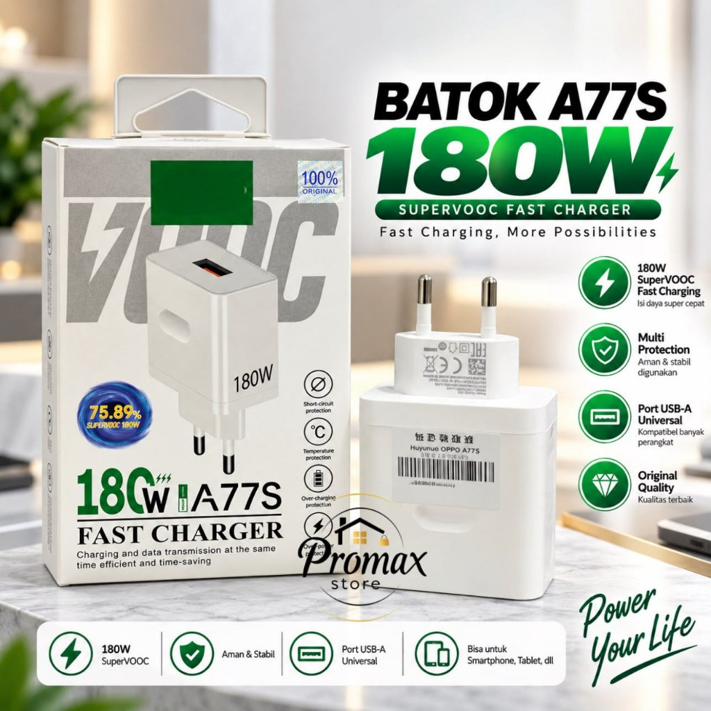 PM - Batok Charger Adaptor 180w Oppo A77S| Adaptor Kepala Charger 180watt Oppo | Adaptor Casan