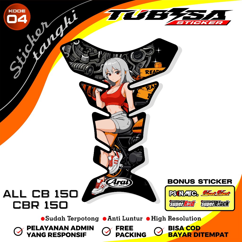 Stiker Tangki Tankpad Motor Universal Untuk Tangki Motor CB, MEGAPRO, CB VERZA, CB150R, CBR, JAPSTYL