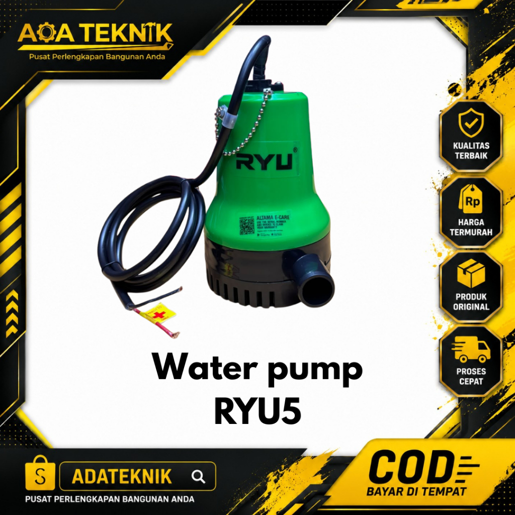 Pompa Air Celup DC 12V RYU RWP 25DC / Submersible Water Pump Aki 12 Volt 1 Inch