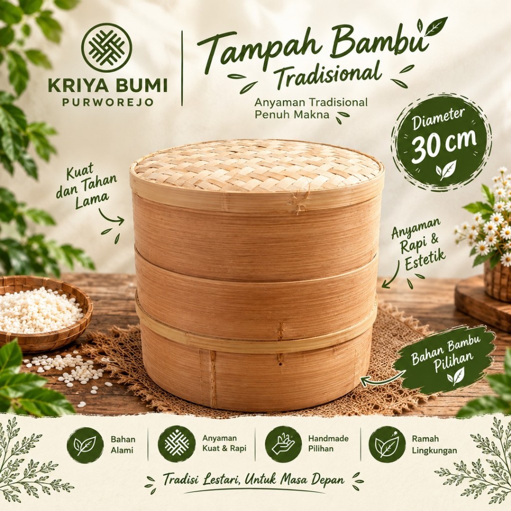 Tenong Bambu Jadul Mini Diameter 30Cm