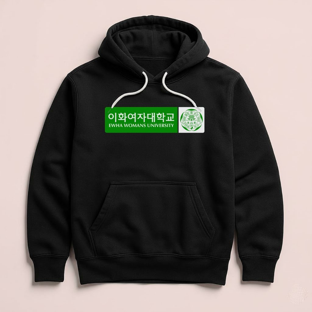 Hoodie Ewha Womans University Korea Unisex Sweater Fleece Black Hitam Cloth