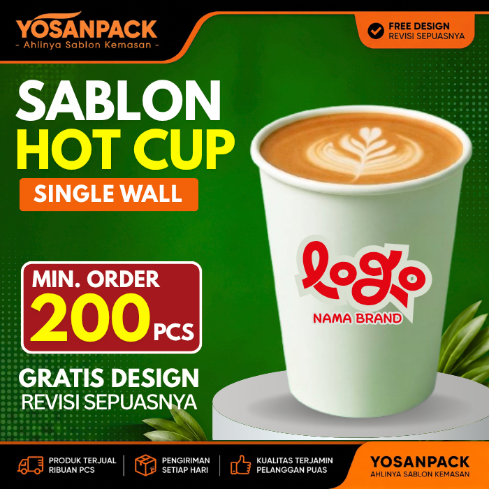 Sablon Paper Cup Kopi Gelas Kertas Minuman Custom Logo 2 Sisi