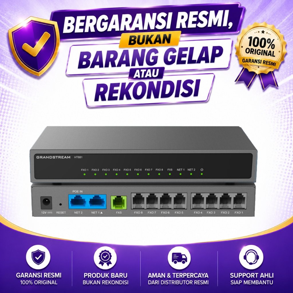 Grandstream HT881 - 8FXO Analog VoIP Gateway (8FXO, 1FXS) - VoIP Gateway 8 port FXO + 1 port FXS