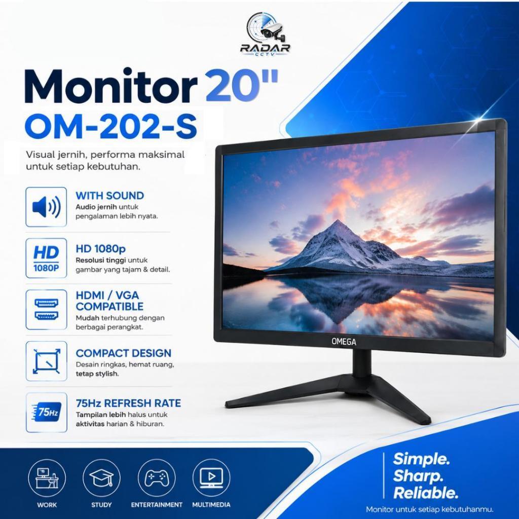 **Monitor LED 20 Inch 75Hz Full HD 1080P With Sound | Monitor Gaming | Monitor PC 20" inch