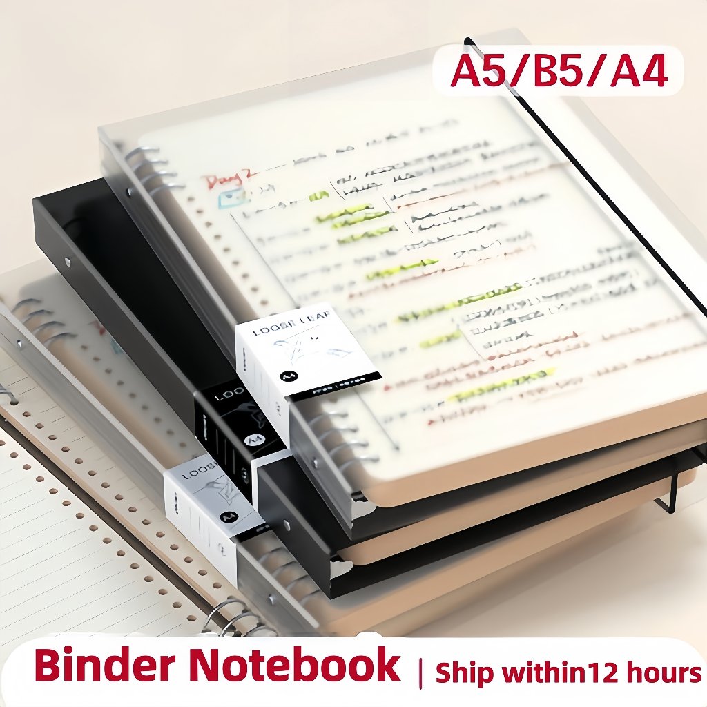 Binder A5/B5 Buku Binder Aesthetic Transparan Hitam Putih Notebook Aesthetic Korea