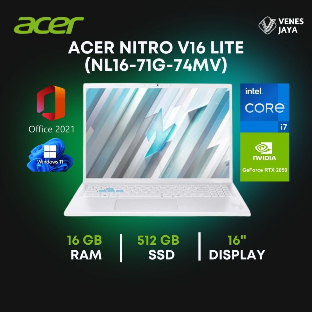 Laptop Acer Nitro V16 Lite NL16-71G-74MV Intel Core i7 13620H RTX 2050 16GB RAM 512GB SSD 16 Inci