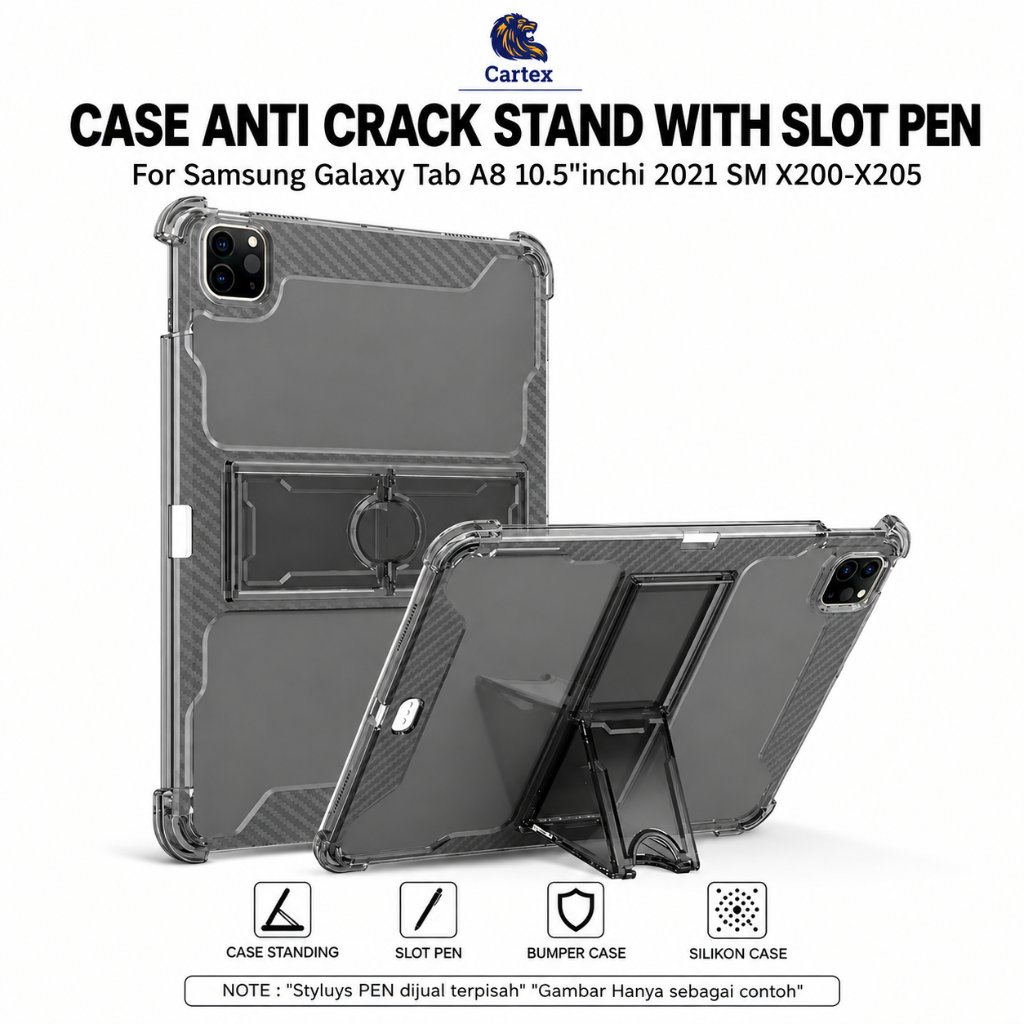 Case Samsung Galaxy Tab A8 10.5"inchi 2021 SM X200 - X205 Case Anti Crack Standing / case samsung ta