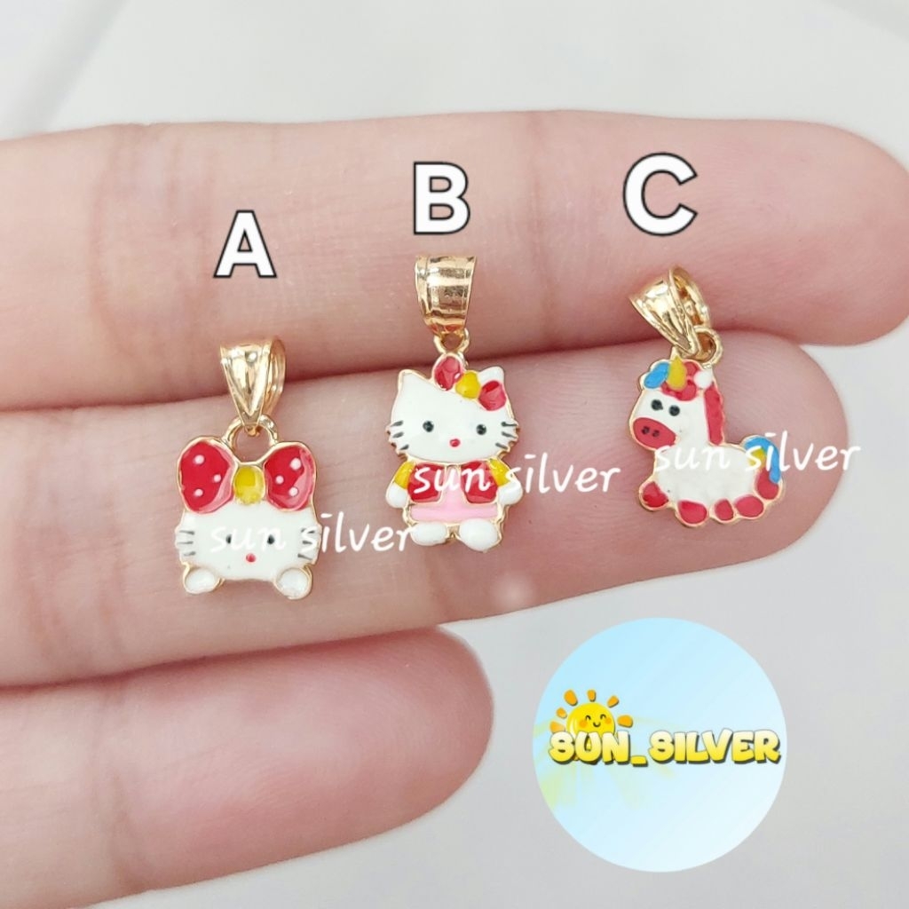 Liontin cat anak perak 925 lapis kuning