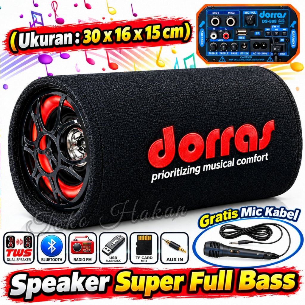 TERMURAH ~Speaker Bluetooth DORRAS DS-888 X8 Extra Bass Bluetooth-TWS-USB-TF | Speaker Aktif Subwoof