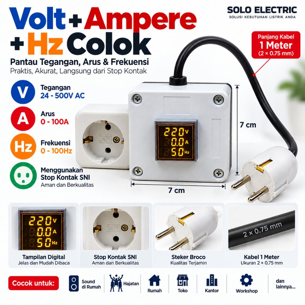 VoltMeter Digital + Ampere meter Digital + Hz Meter Digital  langsung pakai / VOLT AMPERE COLOK