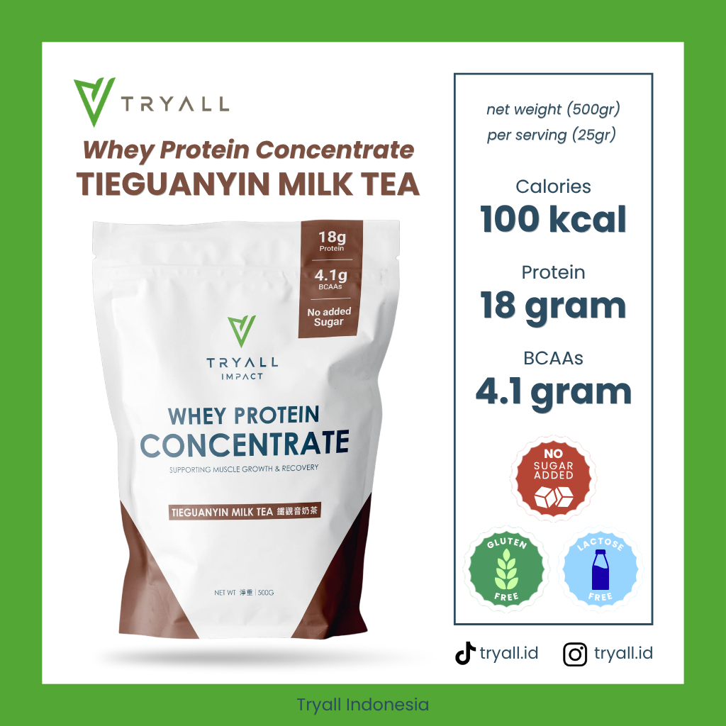 TRYALL Impact Whey Protein Concentrate Oolong Milk Tea 500g - Bubuk Minuman Protein Rasa Teh Susu Oo