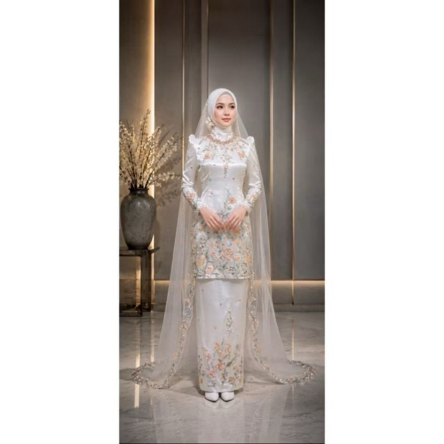 Gaun Pengantin Muslimah Malaysia Melayu Akad Walimah Set